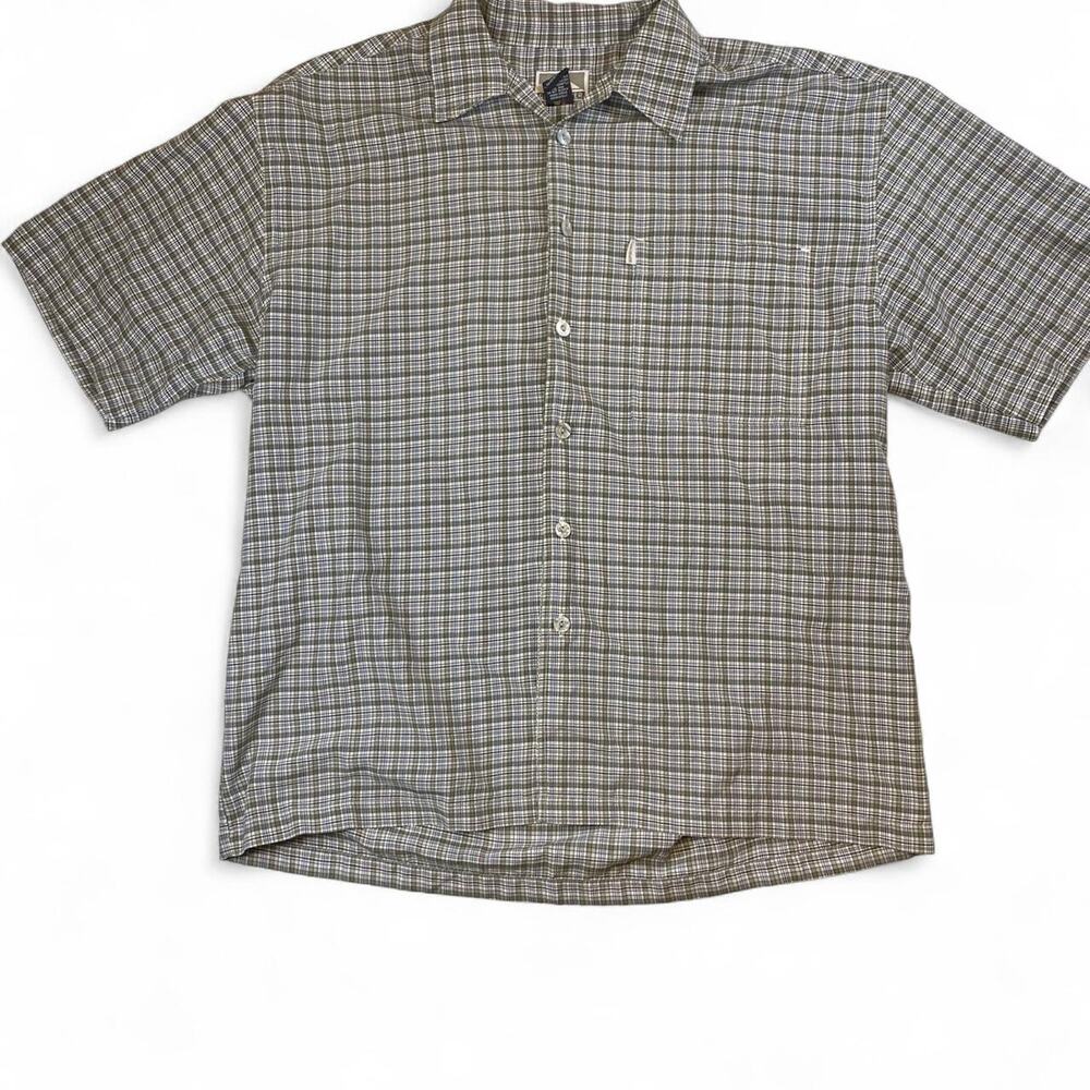 2000s quiksilver green and white plaid